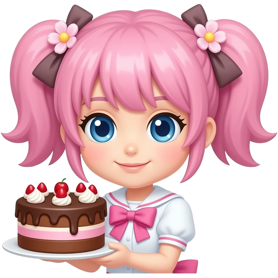 Sakura bow while chocolate fully emoji