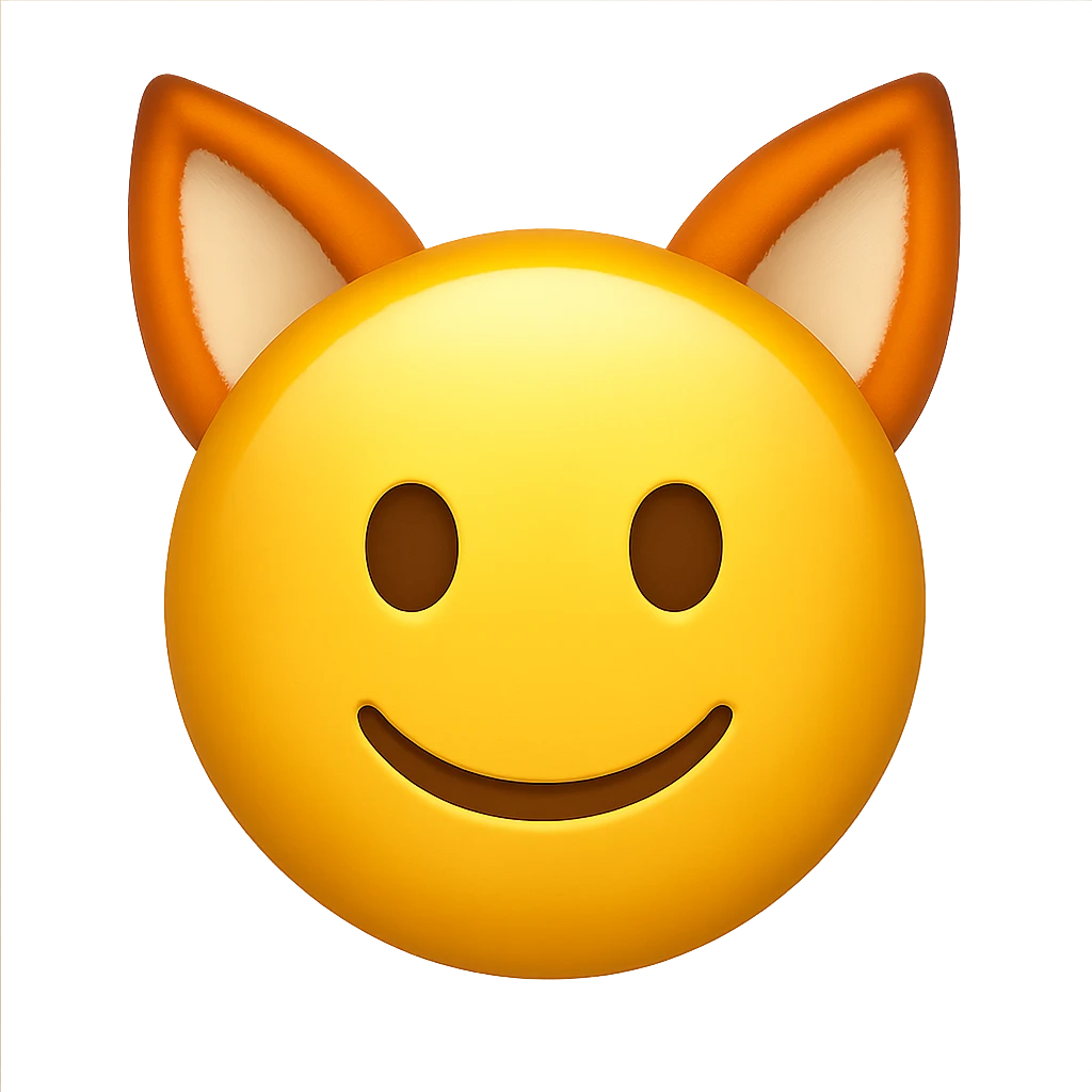 yellow face with orange fox ears, digital illustration emoji emoji