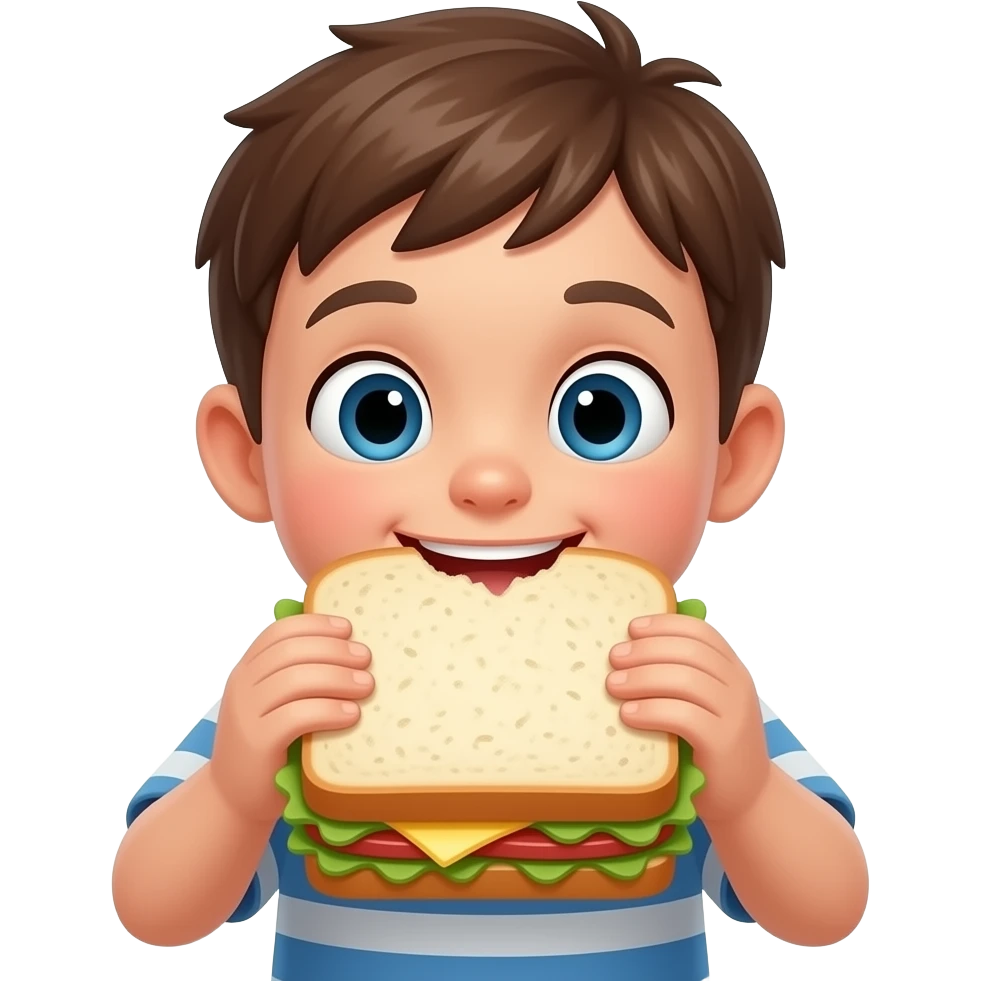 kid eating very large sandwich closeup front facing emoji