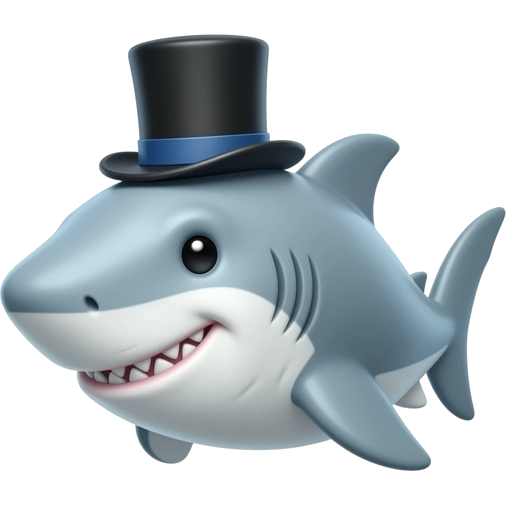 Shark with a top hat emoji