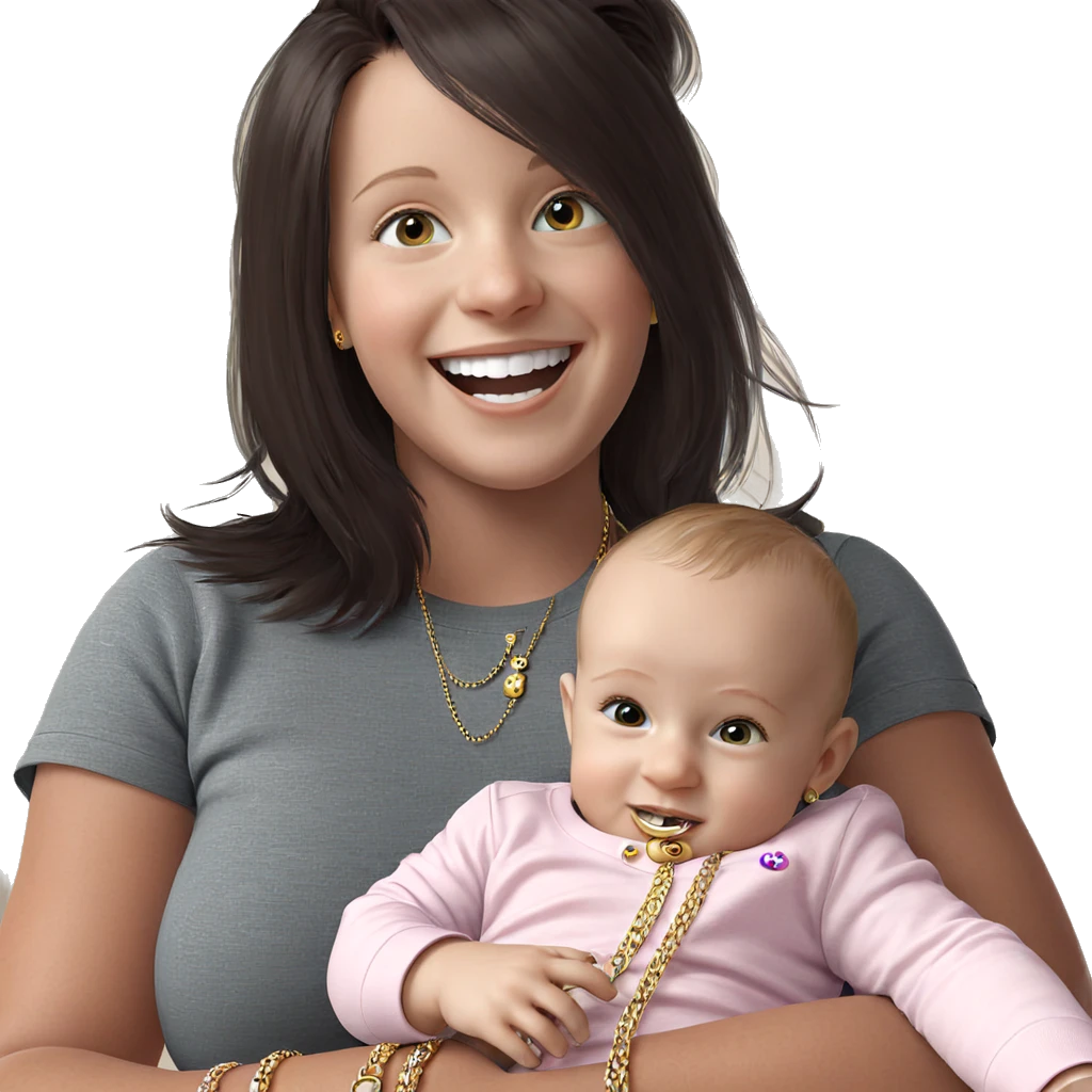 baby smiling with jewelry necklace emoji