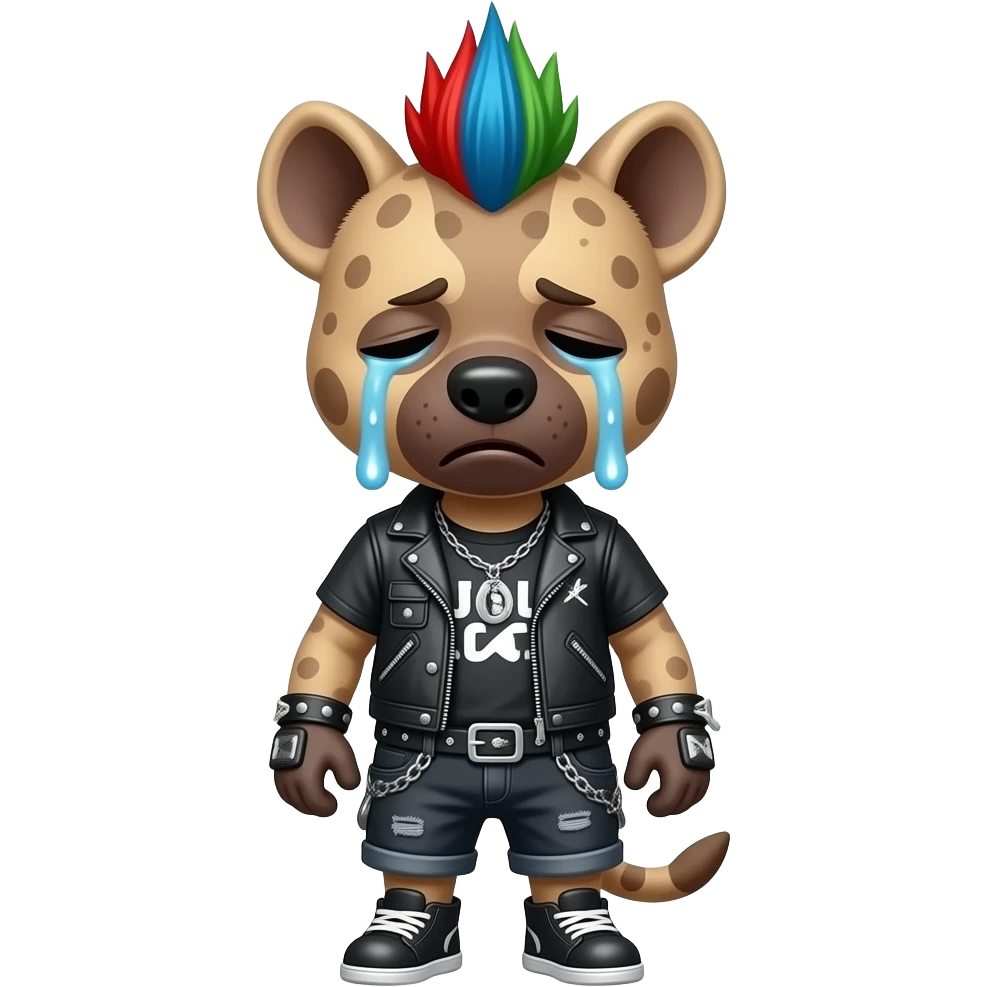 hyène punk cheveux rouge bleu vert qui pleure emoji