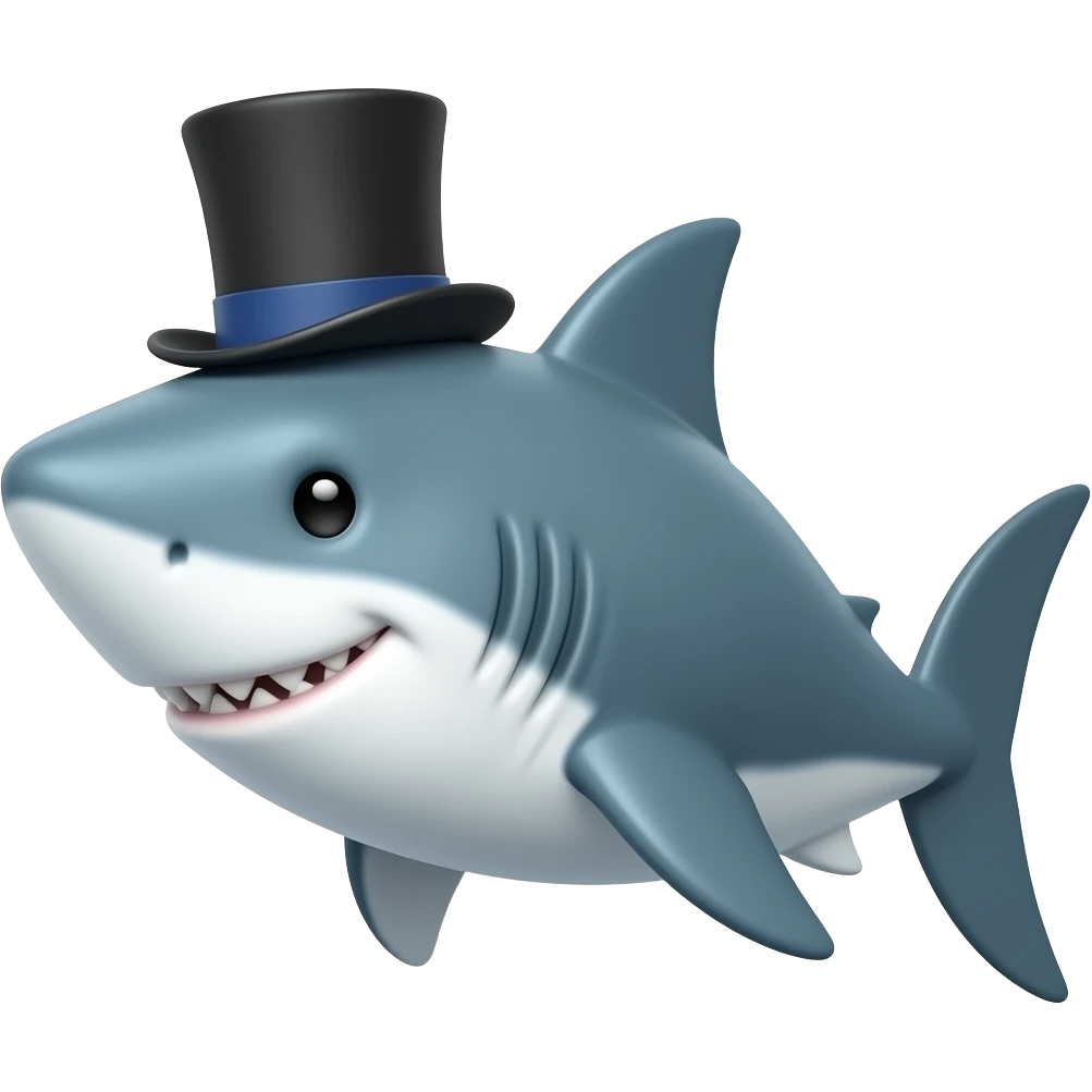 Shark with a top hat emoji