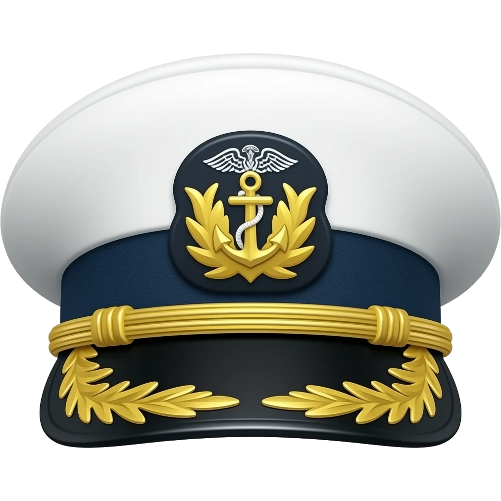 Navy officer white cap with anchor logo and cap should look like heigh rank officer emoji