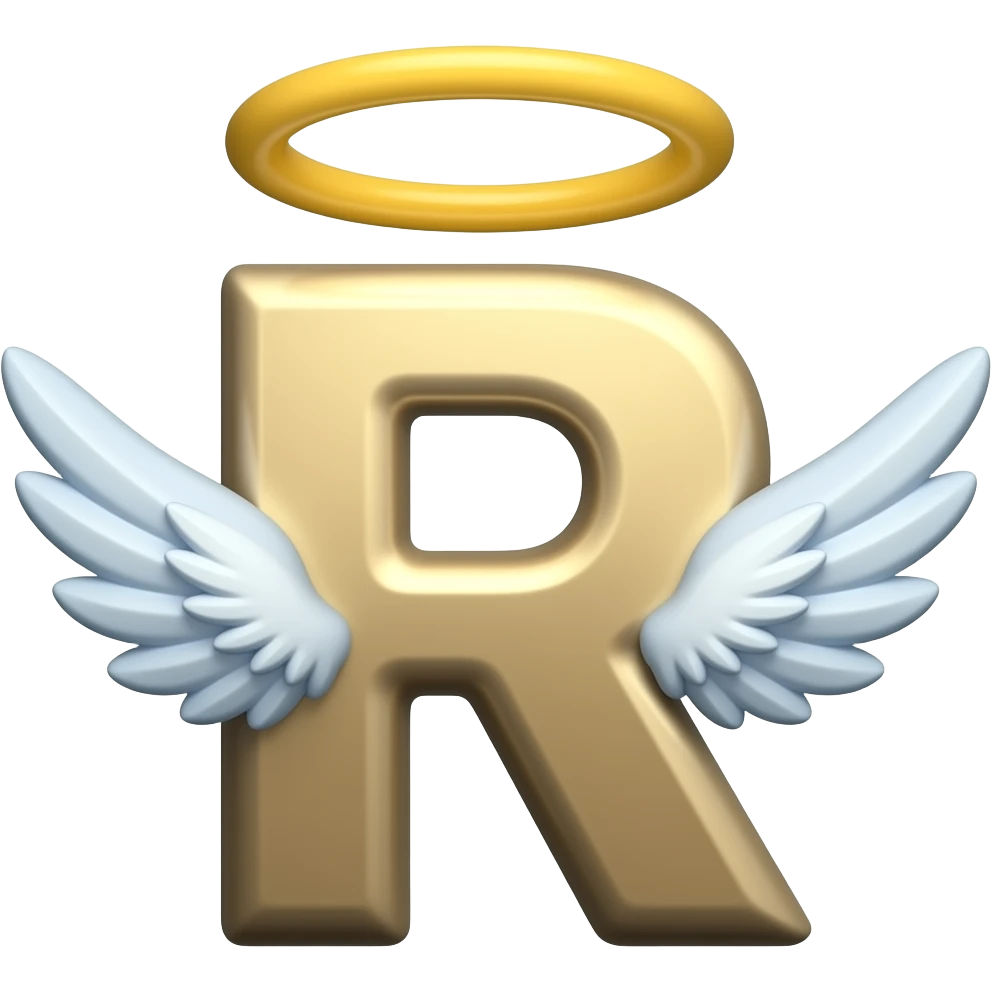 R with wings and halo emoji emoji