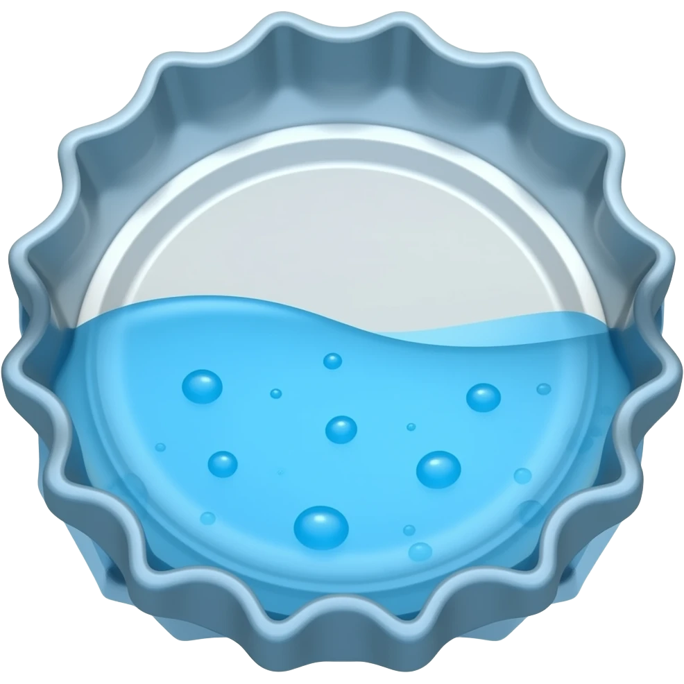 a bottle cap, and in the cap water emoji