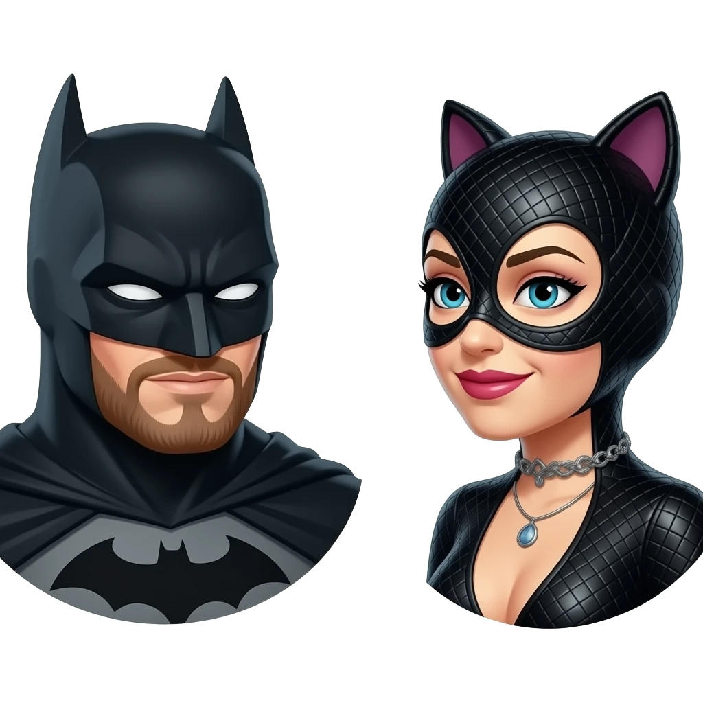 Bearded Batman looking to his love catwomen and above them the text Team WAHD emoji
