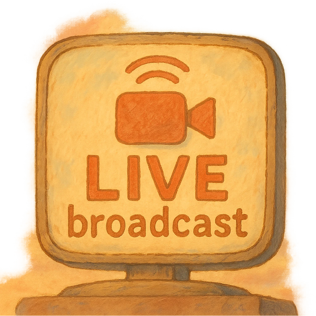 live broadcast icon, ghibli style, soft and whimsical emoji