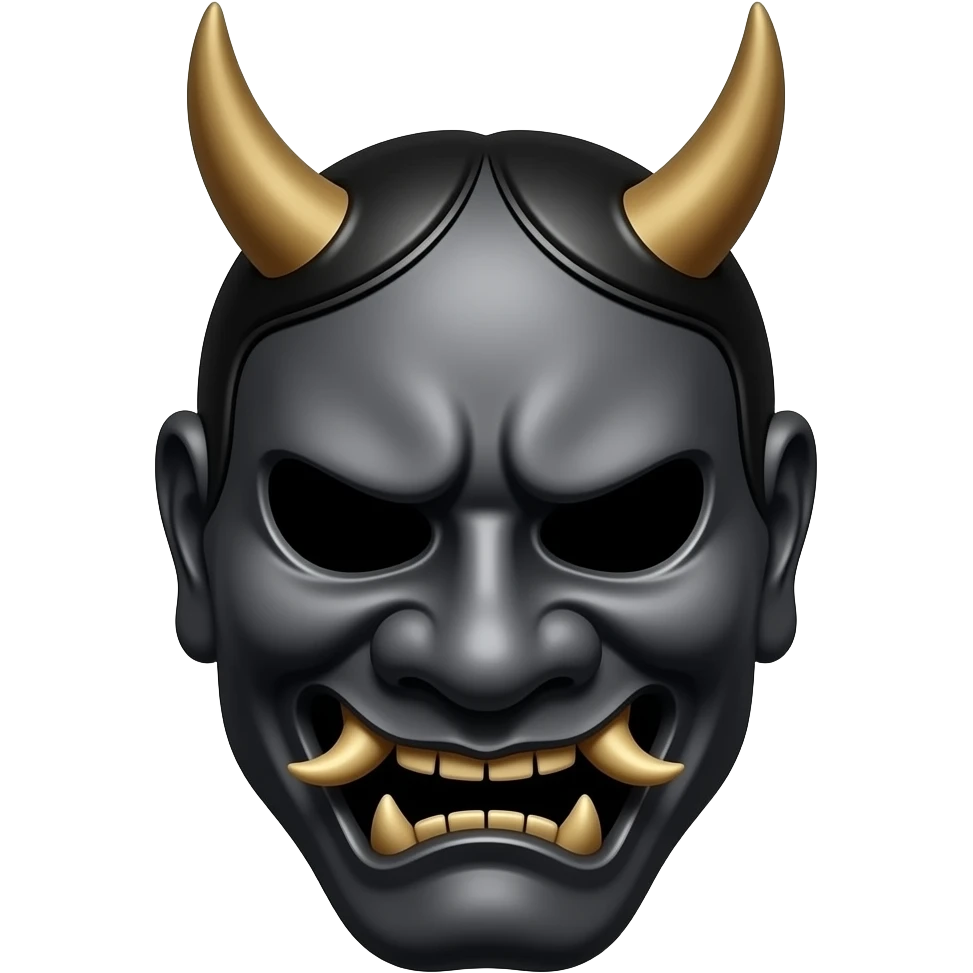 black oni mask black out eyes emoji