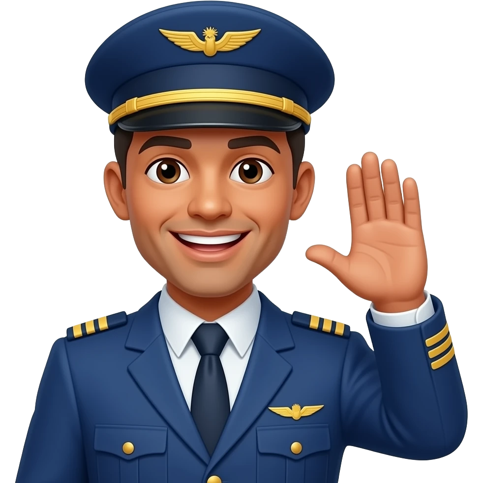 Airline pilot and crew celebrating with confetti emoji