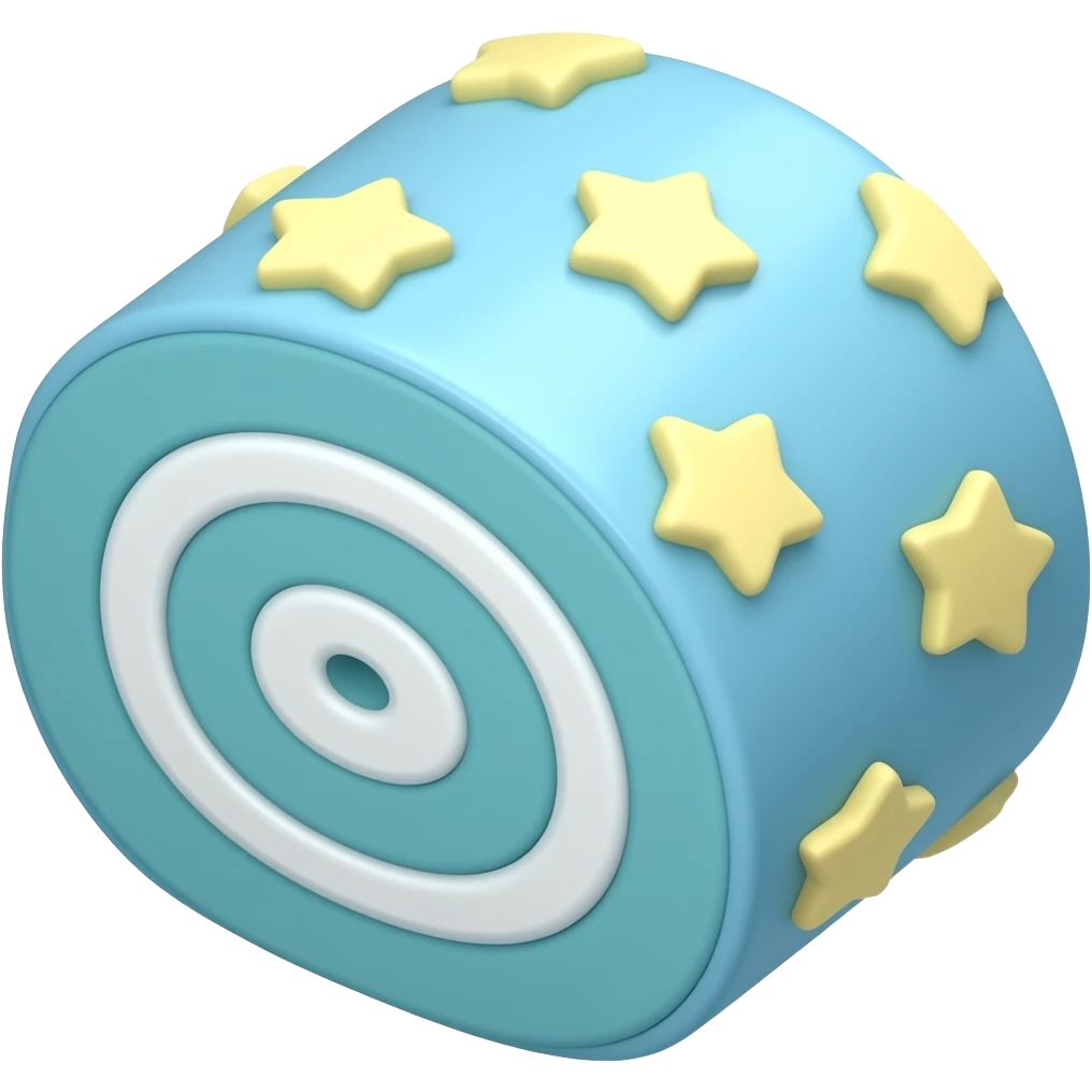 Light blue starry light blue cake roll emoji