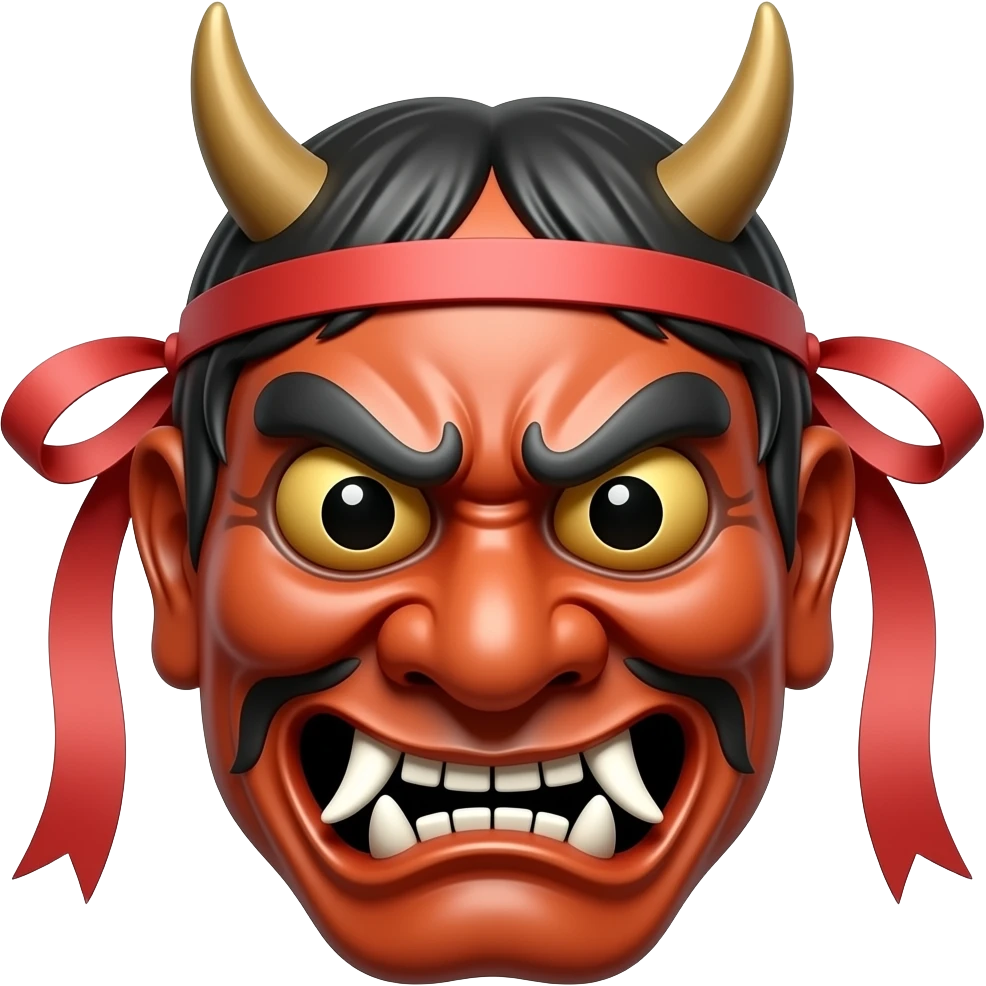 Japanese ogre mask with ribbom emoji