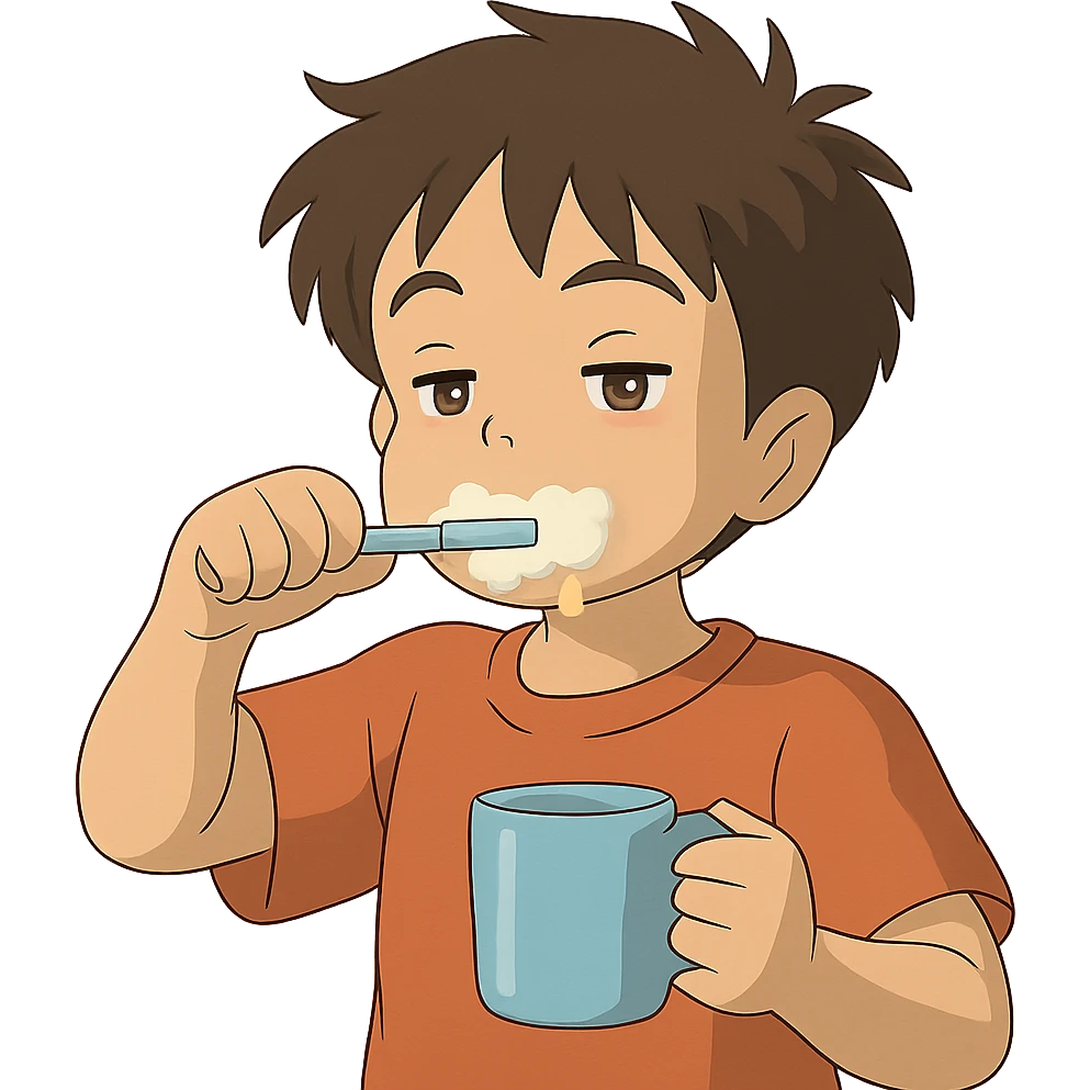 boy brushing his teeth emoji