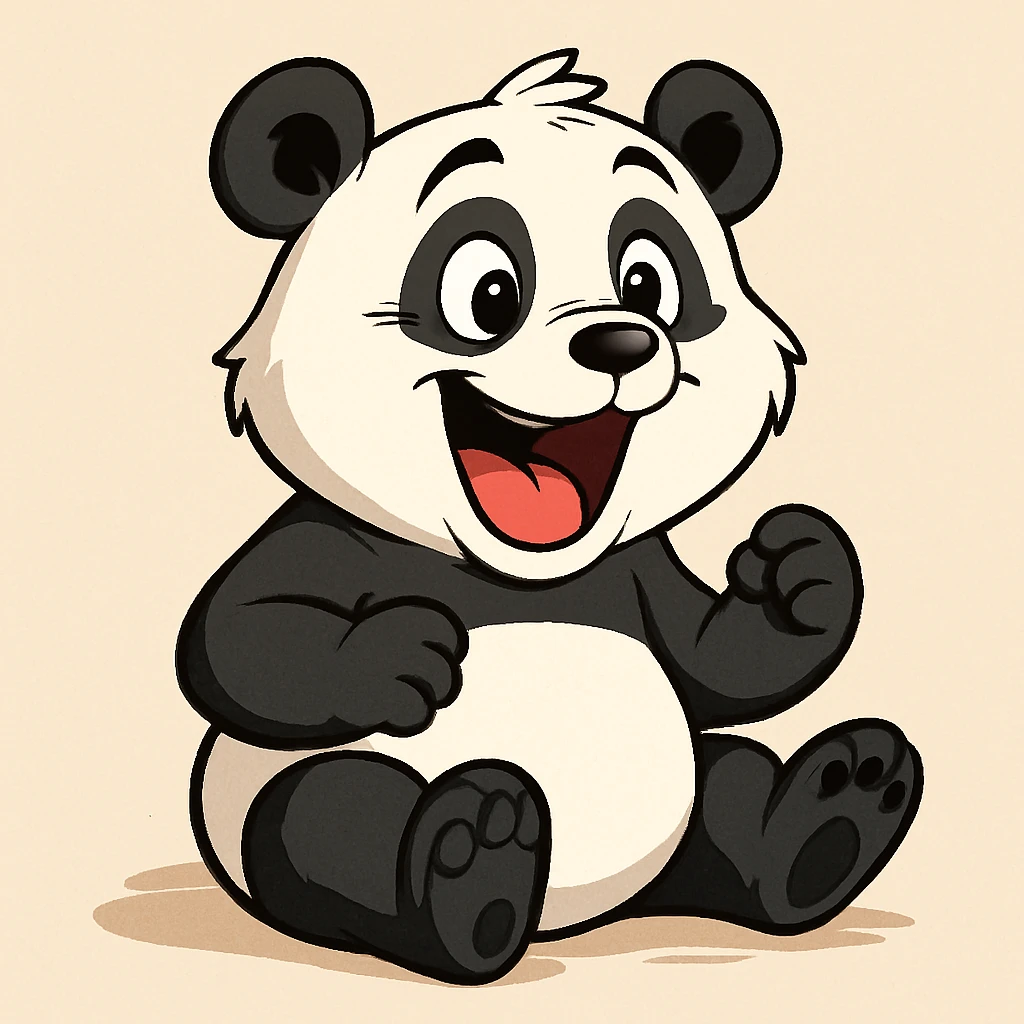 animated panda laughing, expressive, cartoon style emoji