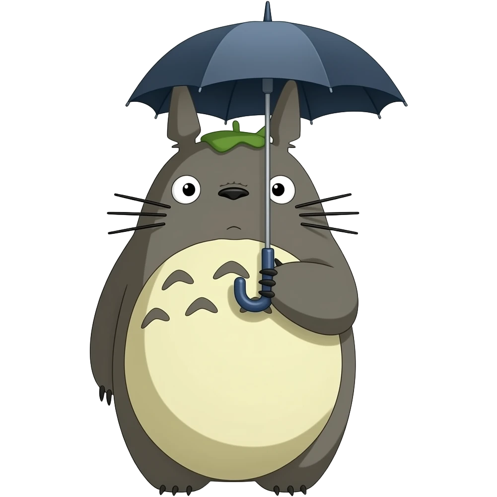 Totoro con paraguas emoji