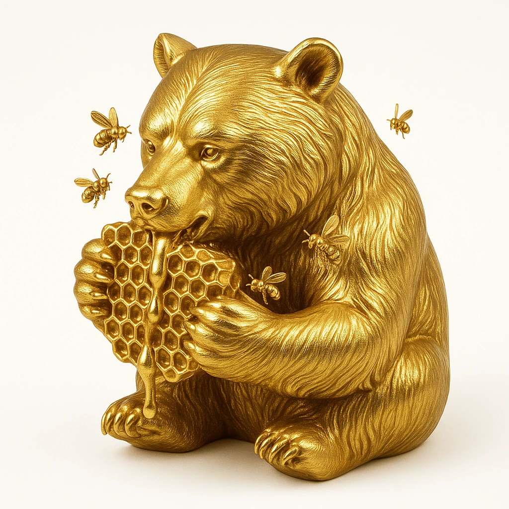 bear eating honeycomb with bees flying around emoji