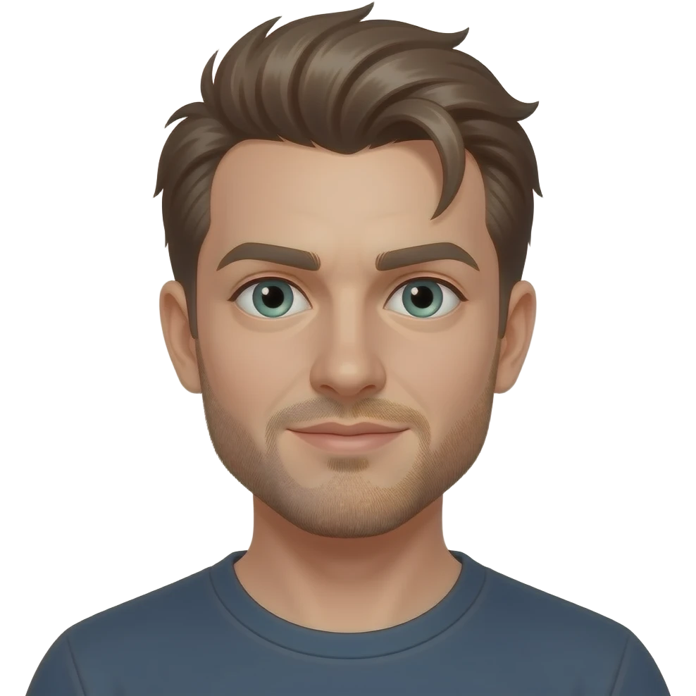 Mullet with side flares, wide shoulders. hazel blue green eyes, some grays with mostly hazel hair, 5 o’clock shade beard emoji