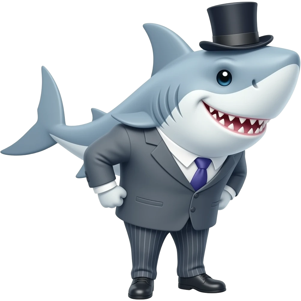 Shark with a top hat emoji