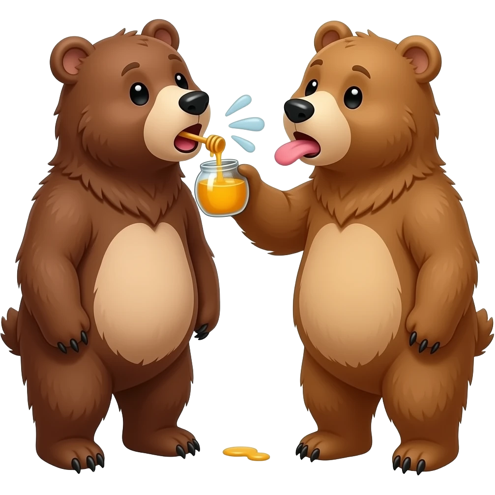 bear honey put it another bears mouth is it good burp emoji