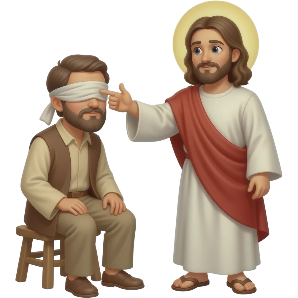 Jesus healing a blind man see again miracle emoji
