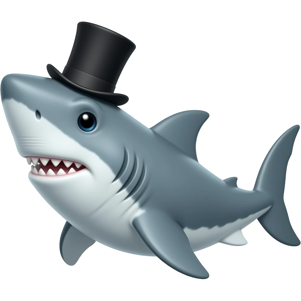 Shark with a top hat emoji