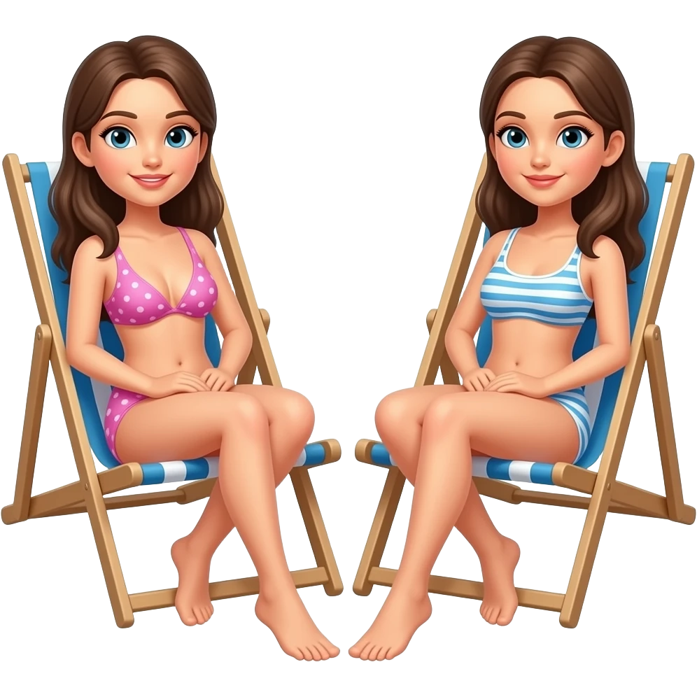 Naked women on beach chairs emoji