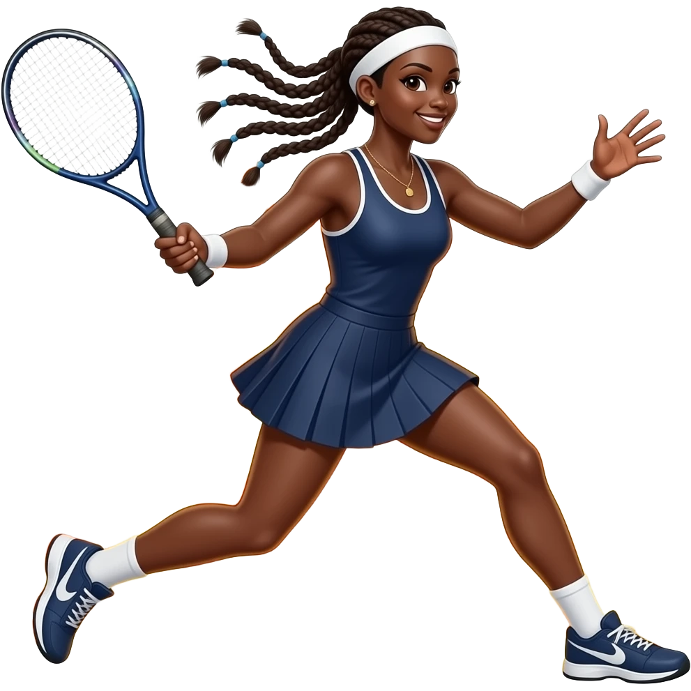 Black female with braids  tennis player on fire emoji