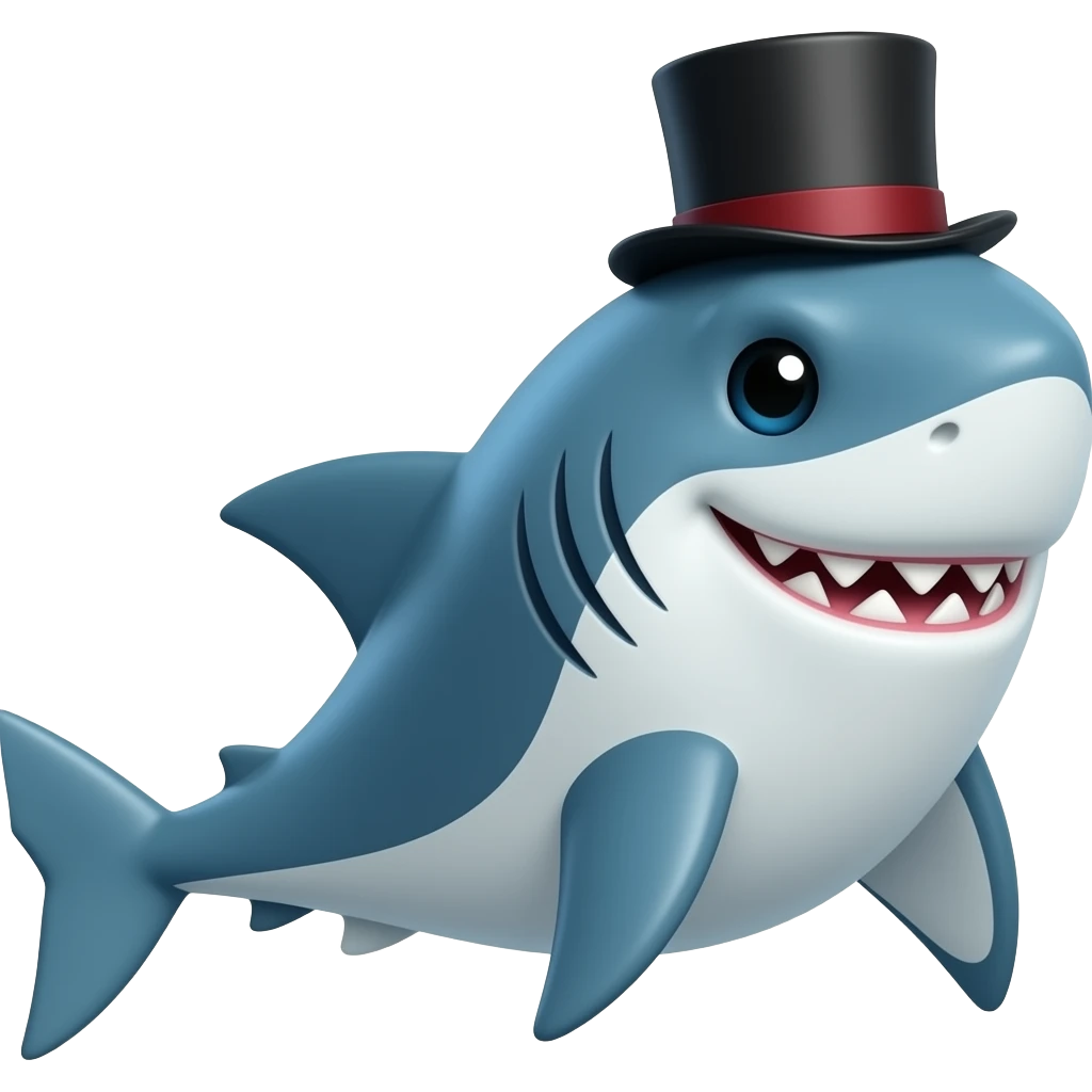 Shark with a top hat emoji
