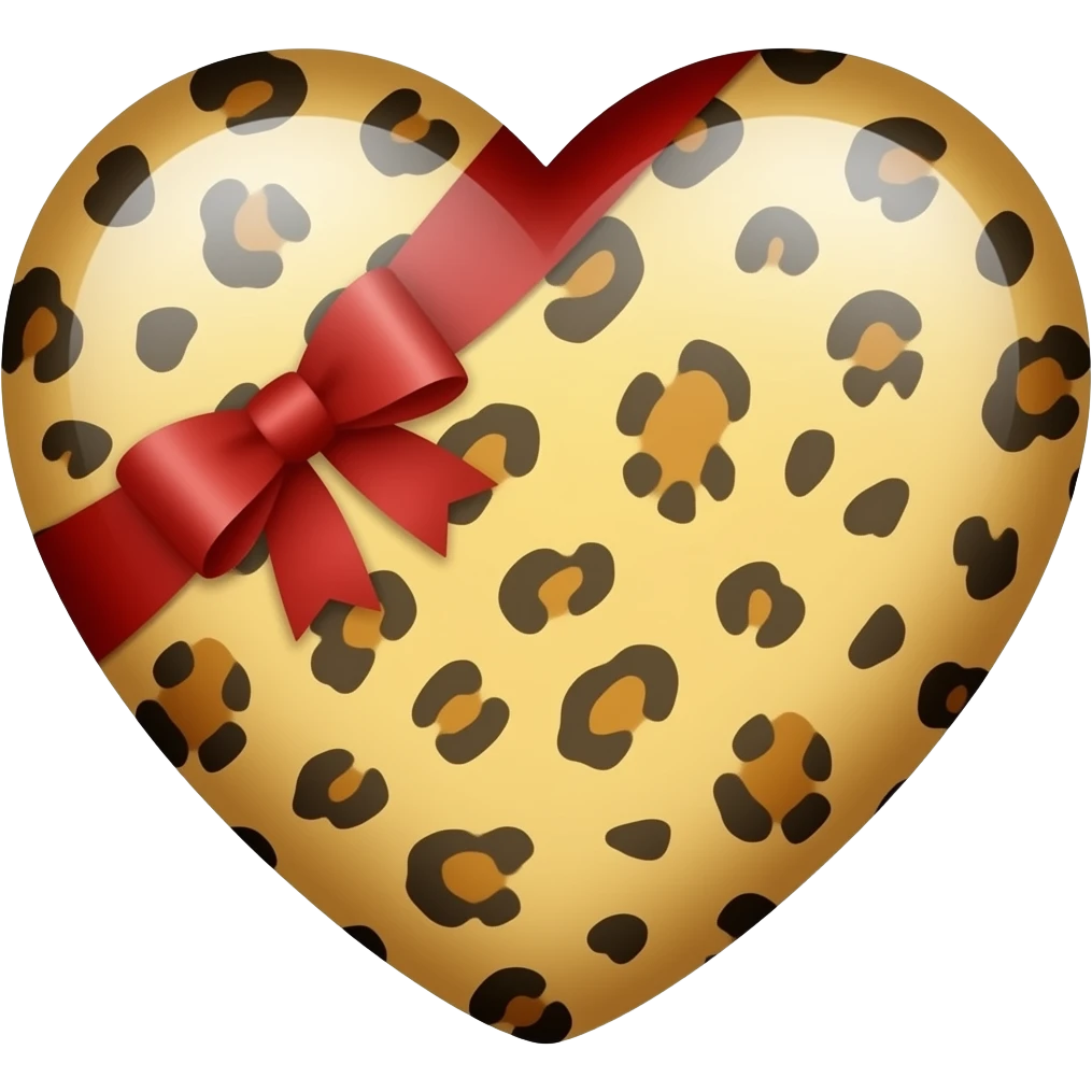 Leopard heart with a ribbon emoji