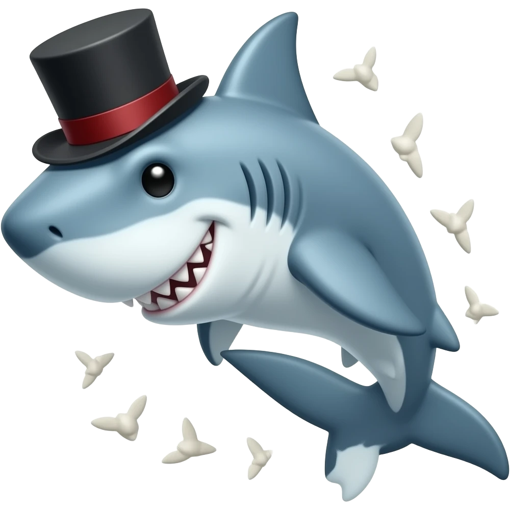 Shark with a top hat emoji