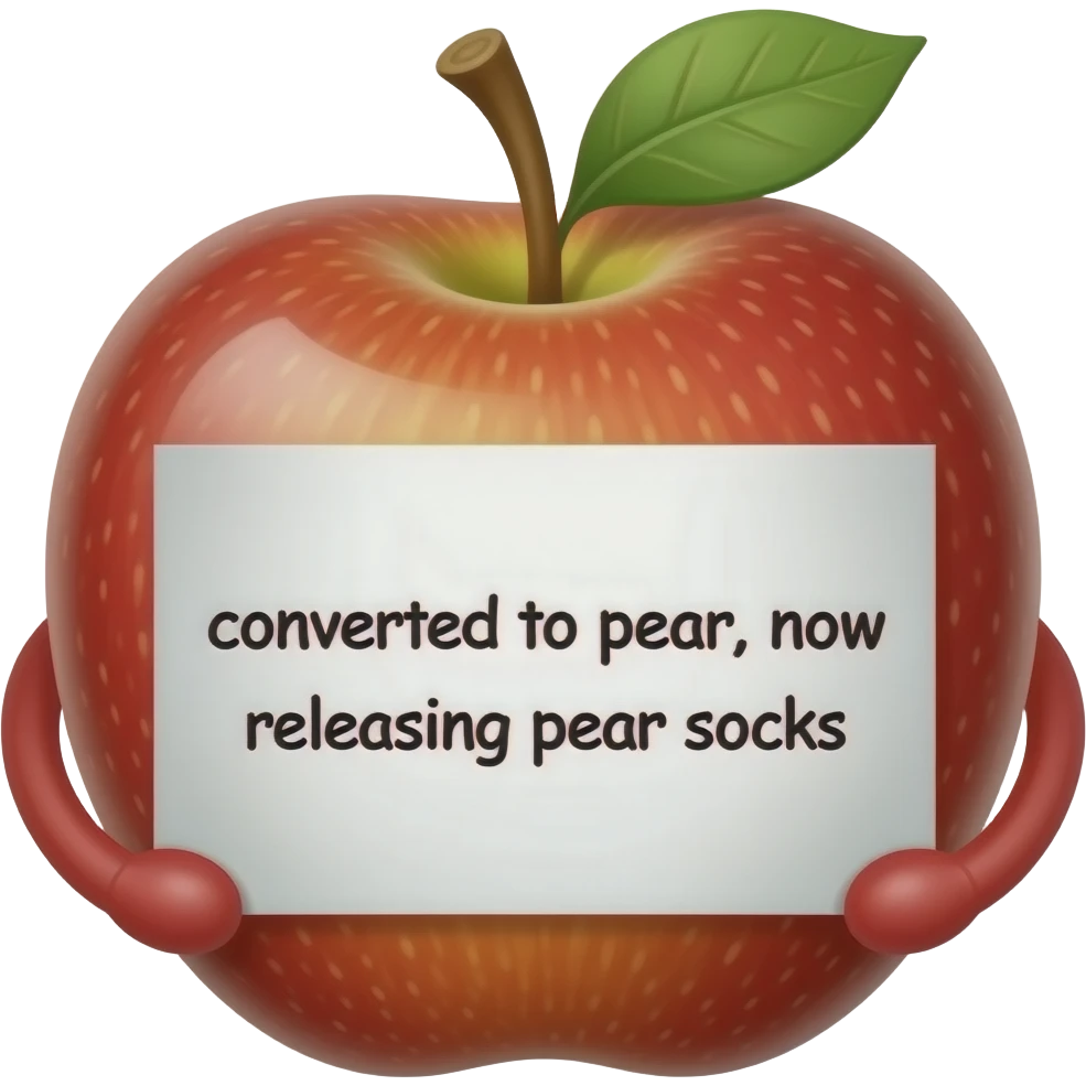 An message from apple and it says that it was converted to pear and now releases pear socks emoji