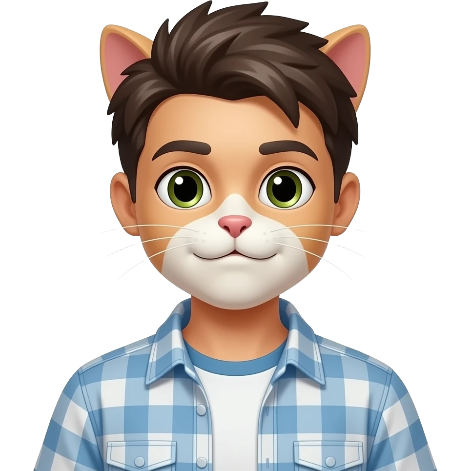 Create a GigaChad boy mirroring as a cat emoji