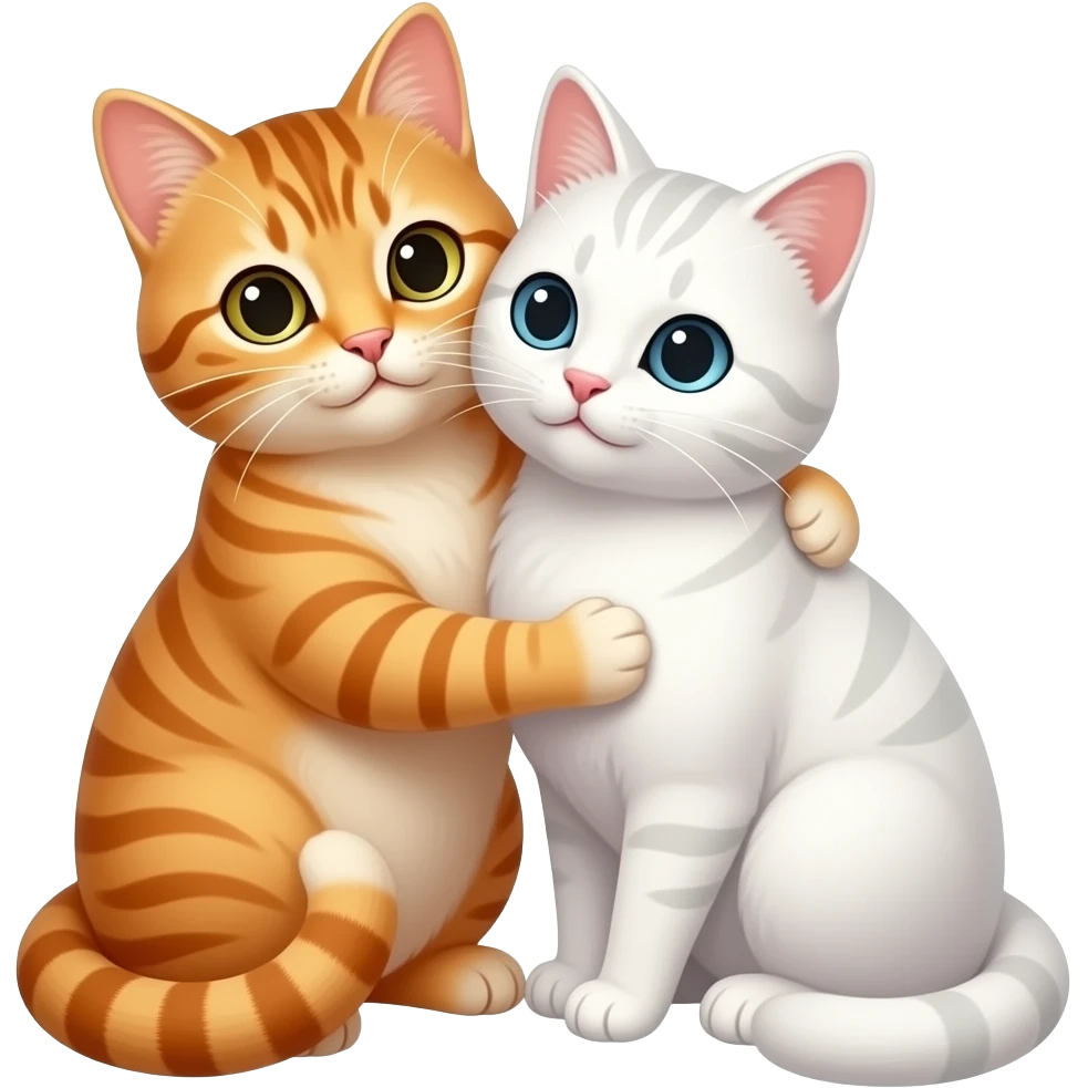 Orange tabby cat cuddle white cat emoji