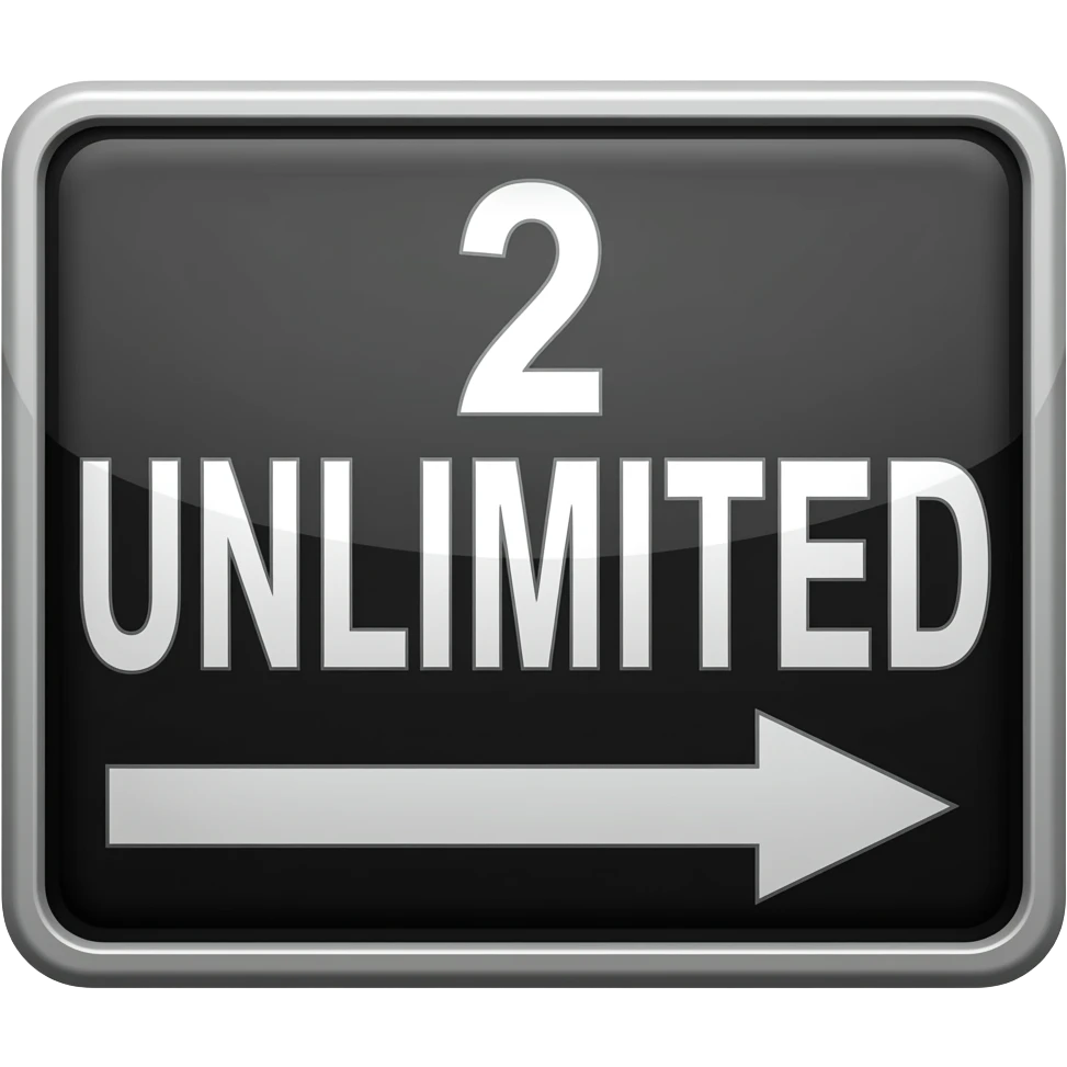 a big black sign with 2 UNLIMITED written on it emoji