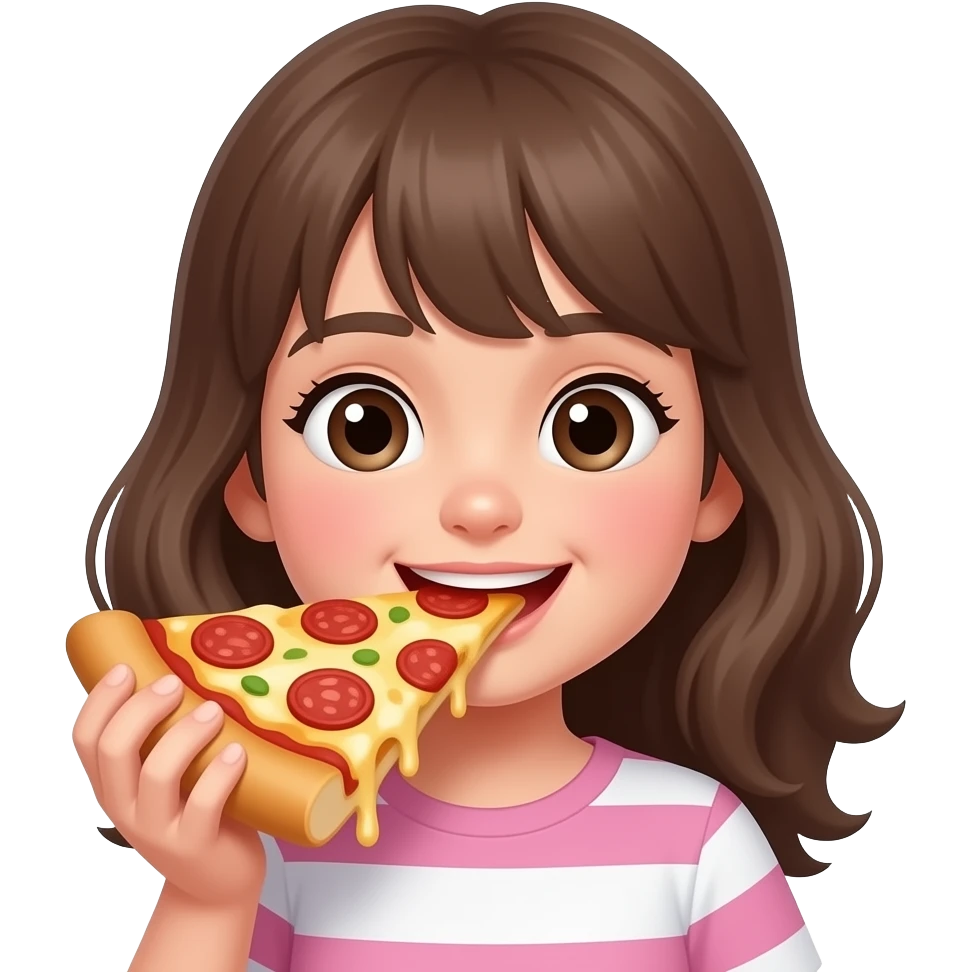 A girl is eating pizza emoji