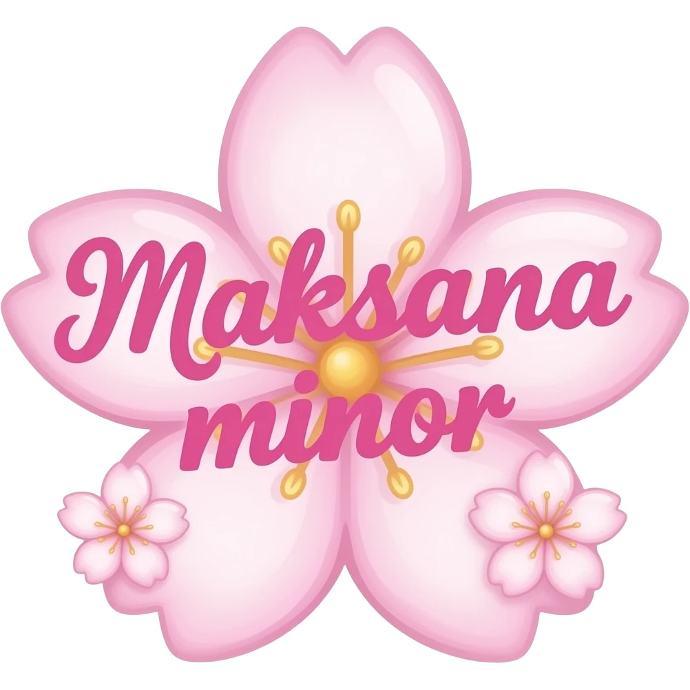 Cute cursive bubbly pink “Maksana” in minor with sakura flowers emoji