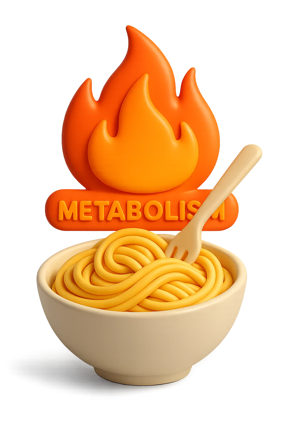 fiamma di metabolismo con bowl di pasta 3d emoji