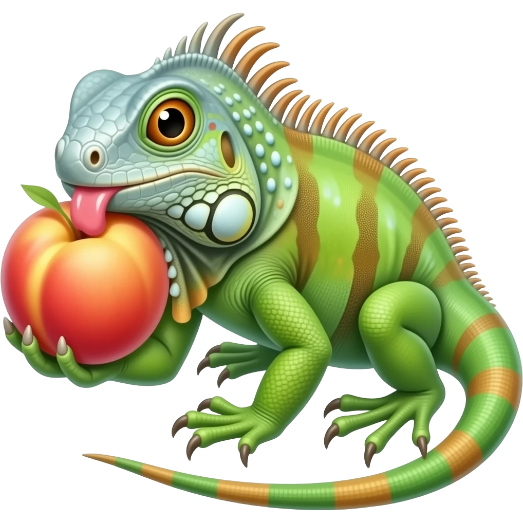 Una iguana lamiendo en  la línea del 🍑 emoji