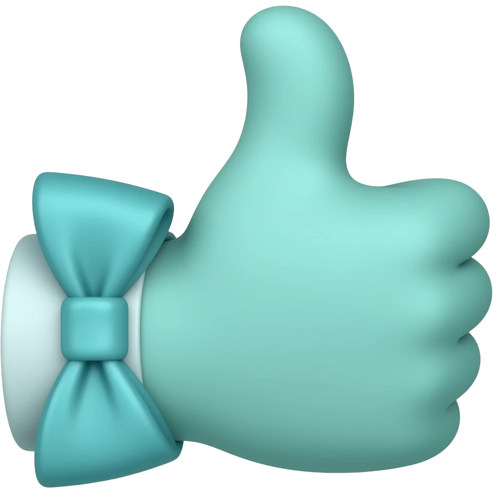 teal thumbs up with bow on cuff emoji