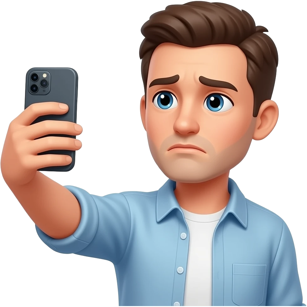 sad man taking a selfie emoji