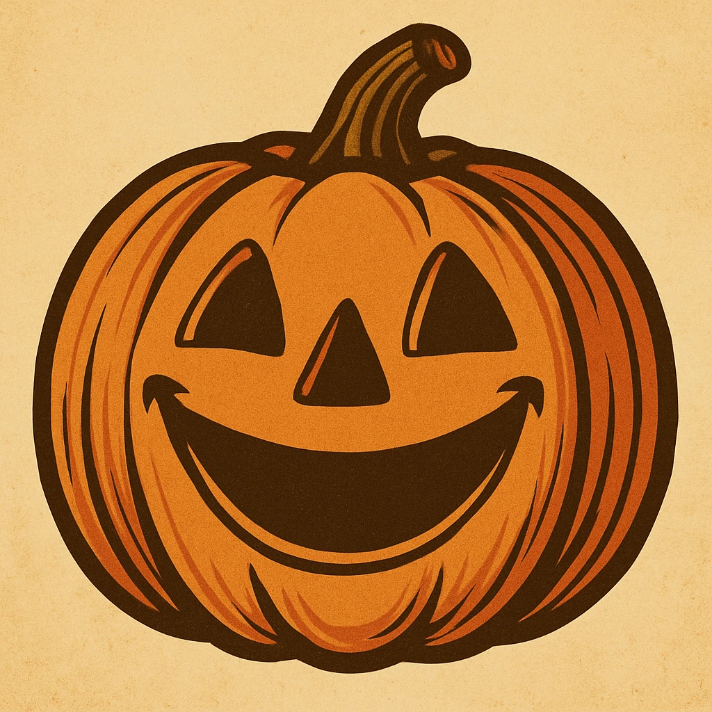 Create images of happy retro pumpkin. Use this image for inspiration. emoji