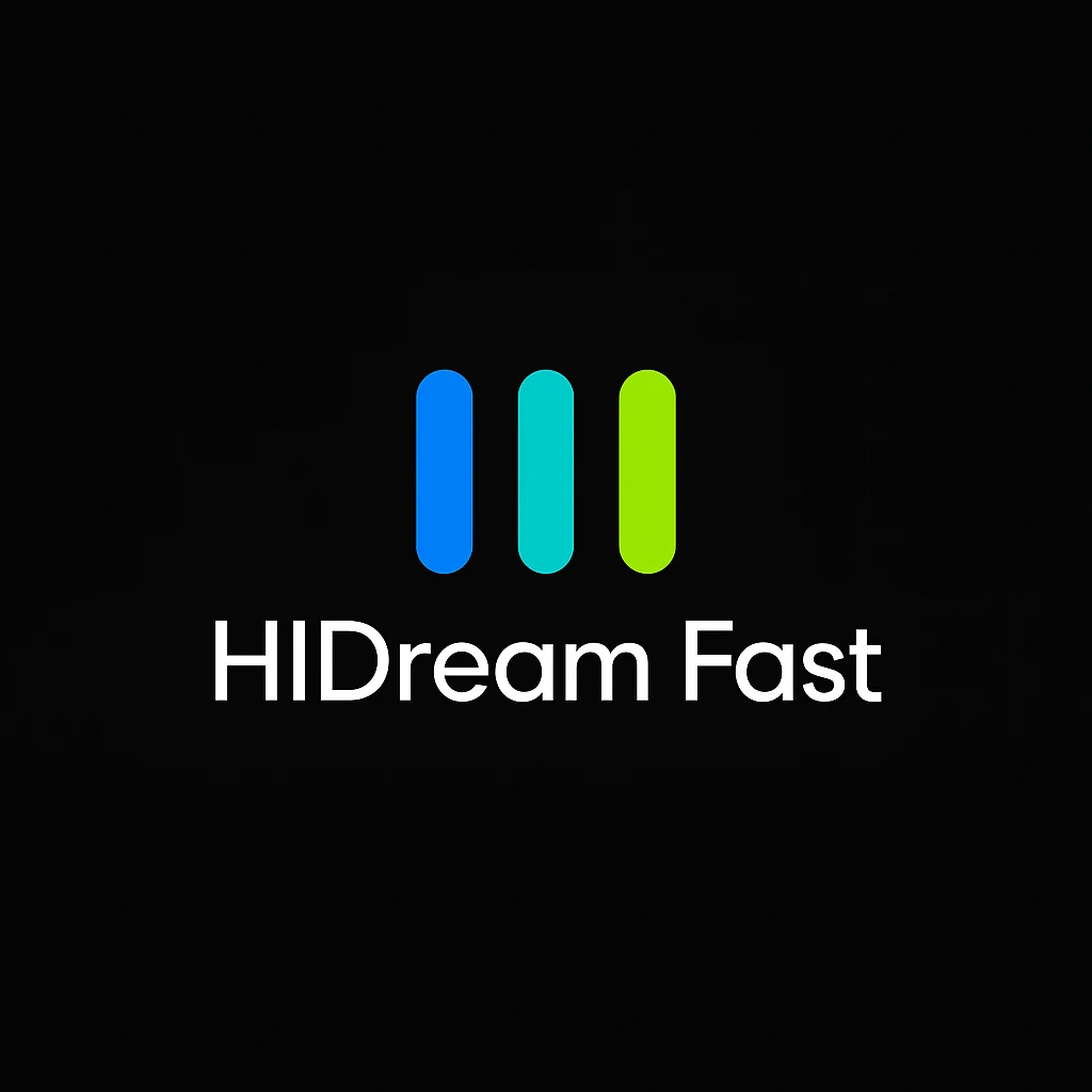 create high dream logo like this with text "HIDream Fast", black background  emoji
