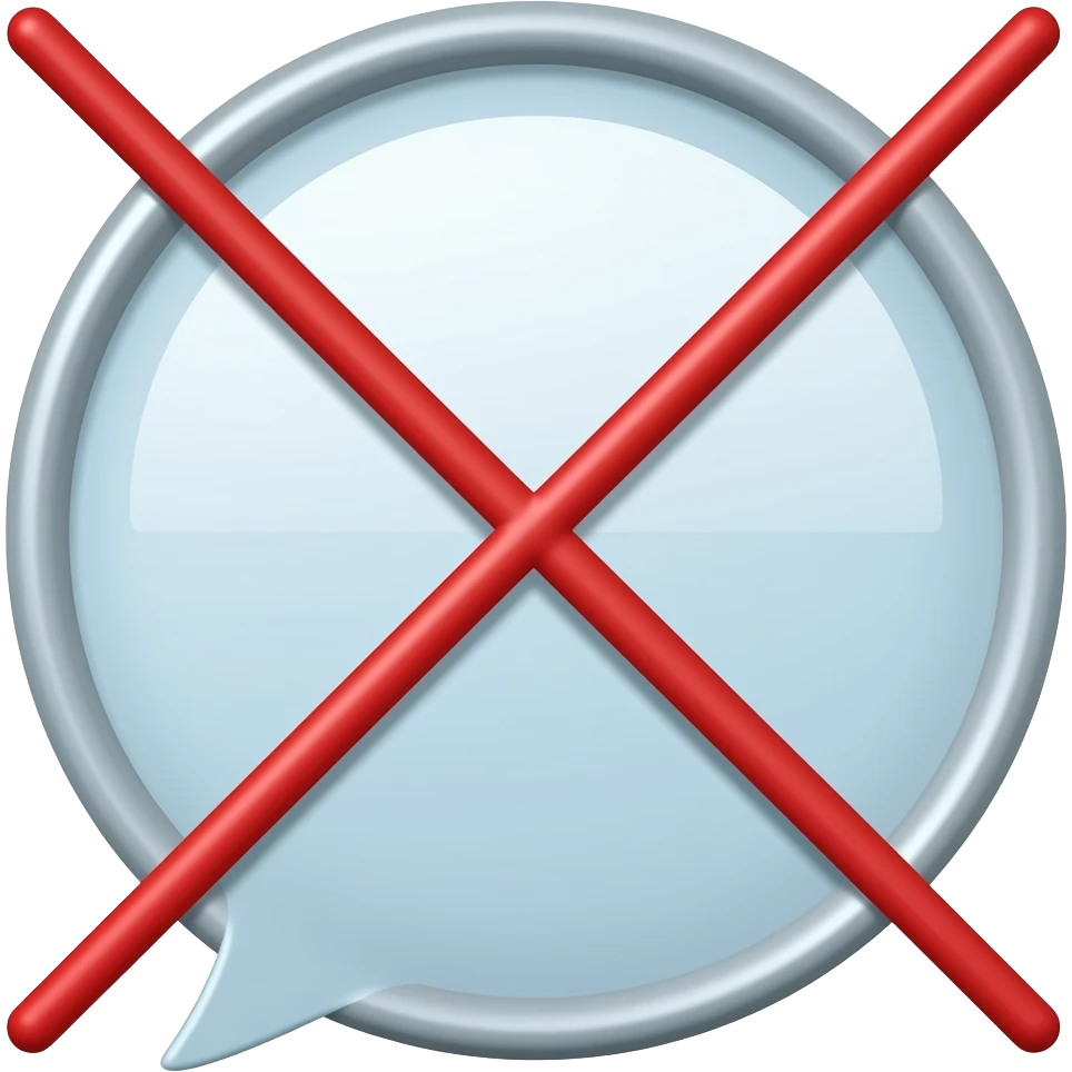 speech bubble with a red line through it emoji