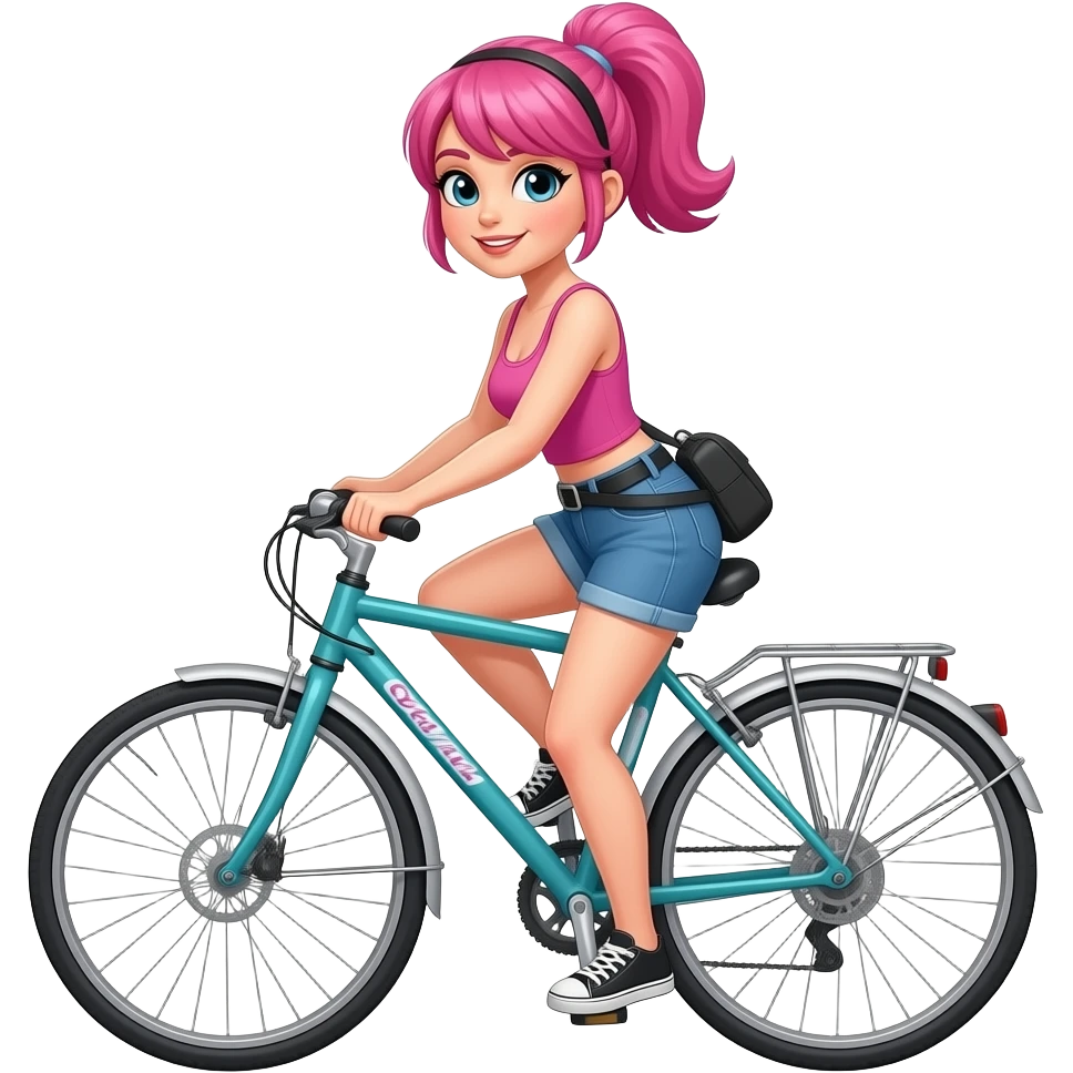 Funky Pink hair woman on bicycle emoji