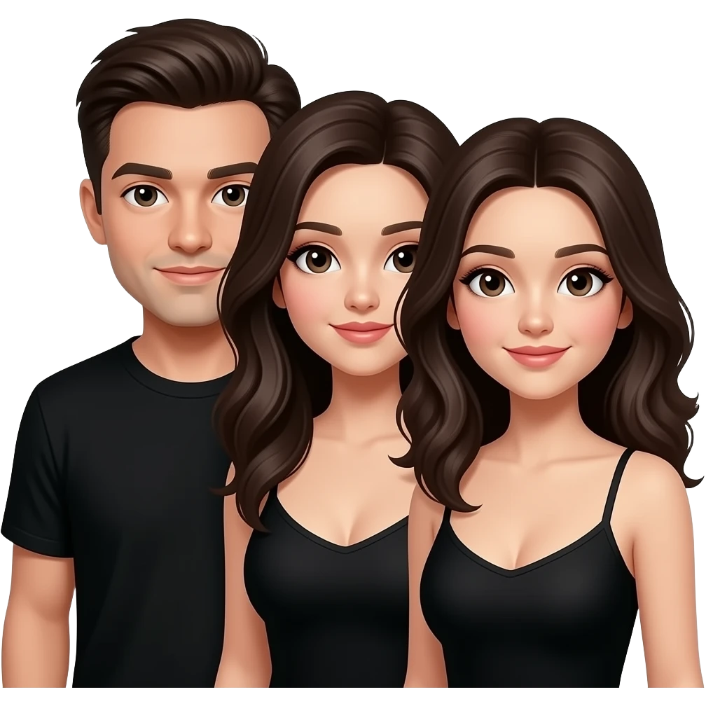 Threesome one guy two women all black emoji