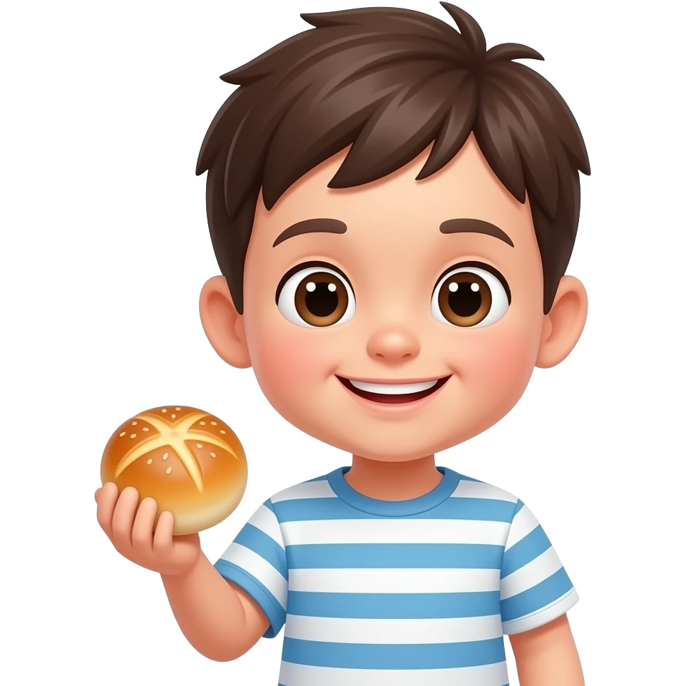 a kid with a bun in hands emoji