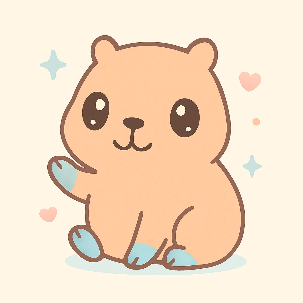 kawaii capybara, simple and sweet emoji