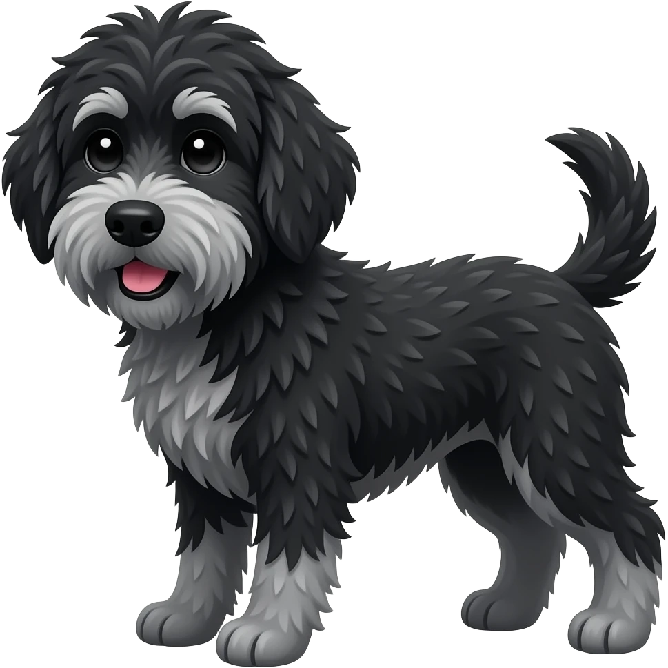 black and gray labradoodle messy hair emoji