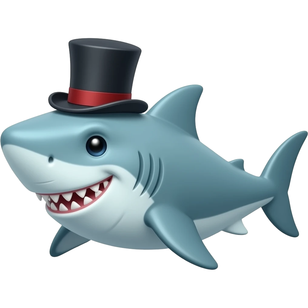 Shark with a top hat emoji