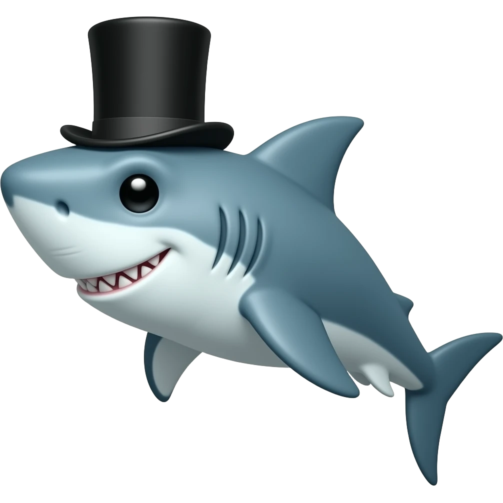 Shark with a top hat emoji